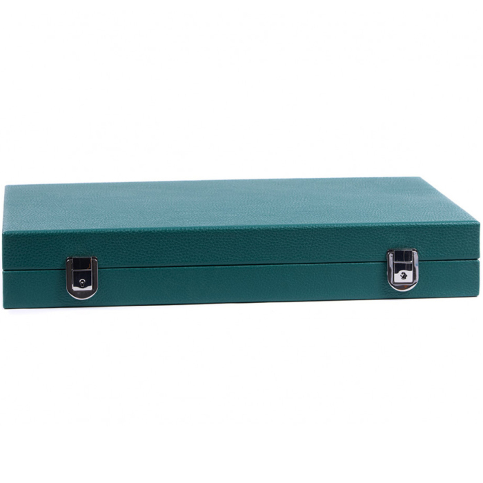 Exclusive backgammon set "Baptiste" made of leather, green, large
